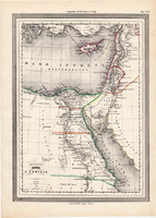 Ókori Egyiptom, Palesztína, Fönícia térkép, kiadva 1861, olasz, eredeti, atlasz, történelmi, Arábia