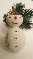 Régi figurális üveg karácsonyfadísz hóember