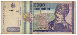 Románia 5000 román Lei, 1992, ritka, korai változat
