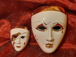 2 db mázas hibátlan kerámia karneváli álarc, mask