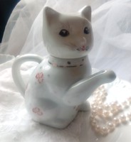 Kézzel festett cica, macska alakú kis kanna  