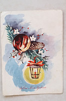 Régi képeslap 1958 karácsonyi lámpás levelezőlap 