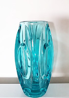 Retro üvegváza Rudolf Schrötter kék art deco kis váza 15 cm