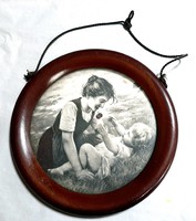 ANYA GYERMEKÉVEL ... KEDVES KIS LITHOGRÁFIA A XX . sz  ELSŐ FELÉBŐL !