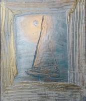 Vitorlás, 30x25 cm-es kép,Károlyfi Zsófia Prima djas alkotótól.