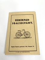 Régi kerékpár igazolvány 40-es évek papír relikvia antik igazolvány -ritkaság!