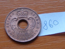 EAST AFRICA KELET AFRIKA  5 CENT 1963 nincs (British Royal Mint, England, United Kingdom) #860