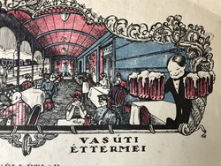 Szép régi ÉBNER KÁLMÁN Vasúti Éttermei reklám nyomtatvány
