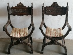 Antik neoreneszánsz-savonarola szék(pár)