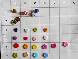 About 12 mm heart, flower buttons from the collection for clothes, bags, plastic