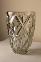 Retro cseh üveg, nagyméretű súlyos üveg váza