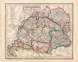 Magyarország térkép 1854, német nyelvű, eredeti, atlasz, osztrák, Erdély, Galícia, Bukovina, XIX. sz