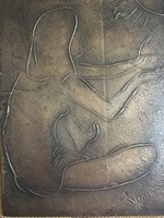 Nagyméretű veszprémi akt bronz plakett 