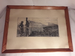 László Gyula rézkarc