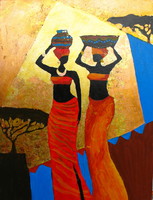 Moona - Afrikai nők EREDETI olajfestmény