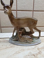 German porcelain deer with mama's kid for sale!