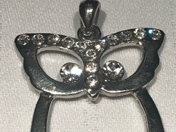 Owl pendant with shining crystals, 5 cm long