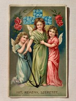 Régi angyalos képeslap hit remény szeretet levelezőlap