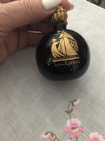 Antik fekete üveg Jeanne Lanvin parfümős üveg aranyozott dugó gyűjteménybe való darabb