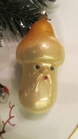 Régi figurális üveg karácsonyfadísz gomba télapó