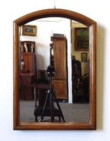 1C708 Antik vastag furnéros ívelt Biedermeier tükör