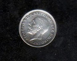 Egyesült Királyság 3 penny, 1932 VF Ezüst érme 0,500 / 1000