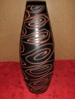 Iparművész kerámia váza fekete-piros 28 cm (7/d) 