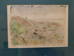 Béla Iványi Grünwald: Balaton landscape 1930. Mixed media.