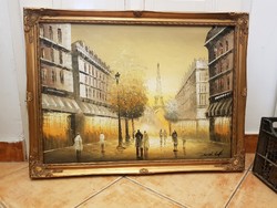 Michele Cascella festmény, certifikáttal, 50x70, Paris, olaj, vászon, gyönyörű, hibátlan keretben!