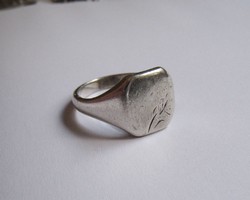 Ezüst antik pecsét gyűrű pici mintával, férfi-női