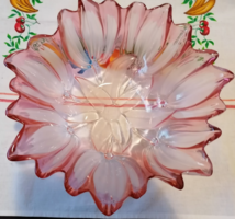 Gyönyörű rózsaszín tulipános üveg kínáló tál