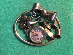 Gold-plated silver brooch watch (geneve)