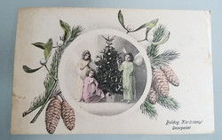 Régi karácsonyi képeslap 1916. K.u.K. hadsereg bélyegző Császári és Királyi Hadsereg 