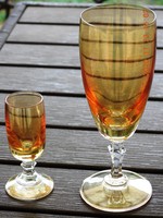 Retro üveg  boros és pálinkás pohár készlet