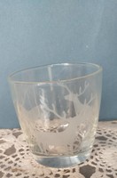 Etched glass candle holder with deer pattern, Christmas decoration, recommend!