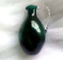 Jelzett Muranoi smaragdzöld üveg kis kancsó 12cm