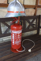 Rare industrial iron loft retro fire helmet fire extinguisher table lamp industrial vintage