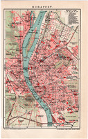 Budapest térkép (3) 1893, színes, német nyelvű, Brockhaus, Magyarország, főváros, Buda, Pest, régi