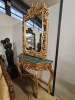 Barokk stílusú aranyozott tükörkonzol