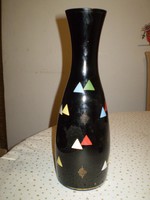 Régi fekete retro üveg váza nagy 36x11 cm.  cm. hibátlan 