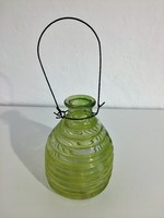 Régi felakaszthatós zöld üveg légyfogó