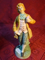 Porcelán figura, barokk ruhás férfi, magassága 15,5 cm. Vanneki!