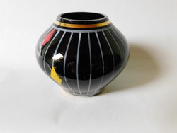 Fekete, kézzel festett art deco üvegváza / 7.5 cm (Schwarzglas)