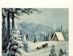 Karácsonyi 3 D retro háromdimenziós képeslap
