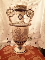 Nagyméretű majolika váza ókori jelenetekkel empire stílusú 