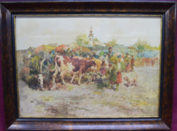 Zórád Ernő (Wallburg Egon) 66*47 cm-es nagyméretű akvarell