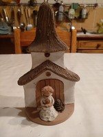 Angel in front of the church, clay handicraft product, recommend!