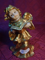 Alabástrom szobor, olvasó angyalka, arany bevonattal, magassága 12 cm. Vanneki!