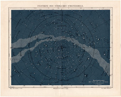 Északi csillagos ég (3), 1896, litográfia, német, eredeti, színes nyomat, csillagászat, csillag