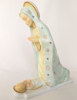 Antik Herendi Mária a kis Jézussal, különleges festéssel, Illyefalvi-Lőte Éva